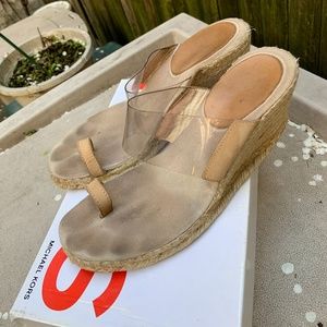 Michael Kors Laser Natural Wedge Sandal Size 9